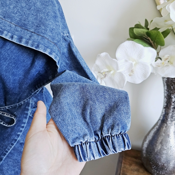 90s Madein Dark Wash Denim Avant Garde Dramatic Shawl Collar Hooded Wrap Jacket - Picture 10 of 16